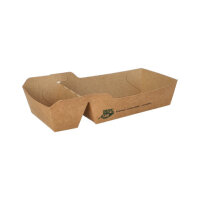 960 Pommes-Frites-Trays, Pappe "pure" 2-geteilt 3,5 cm x 7 cm x 16,3 cm braun "100% Fair" mittel