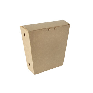 150 Pommes-Frites-Schütte, Pappe "pure" 4,3 cm x 14,5 cm x 11 cm braun mit Klappdeckel