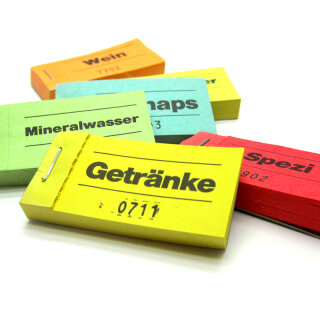 Biermarken / Getränkemarken auf Blöcken, 1000 Abrisse Getränke rot