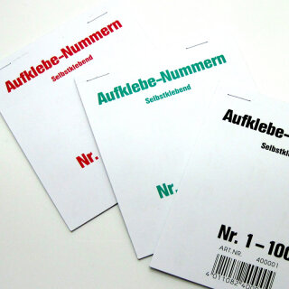 Gewinn - Aufklebenummern, mögliche Nummerierung 1001 - 2500 Paket 1001 - 2500