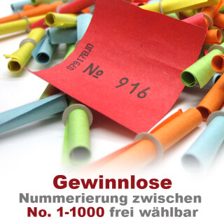 Röllchenlose bunt, 50 Gewinnlose, mögliche Nummerierung 1 - 1000 Paket 1 - 100 (2 Pack mit je 50 Stk.)