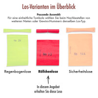 Röllchenlose bunt, 50 Gewinnlose, mögliche Nummerierung 1 - 1000 Paket 1 - 200 (4 Pack mit je 50 Stk.)