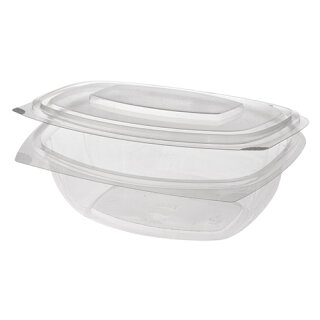 300 Feinkost- und Salatschalen mit Klappdeckeln, PLA "pure" 375 ml 4,8 cm x 16,1 cm x 13,2 cm glasklar