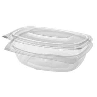 200 Feinkost- und Salatschalen mit Klappdeckeln, PLA "pure" 1000 ml 7,6 cm x 20,5 cm x 16,8 cm