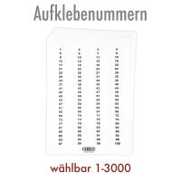 Gewinn-Aufklebenummern, Nummernkreise wählbar 201 - 300