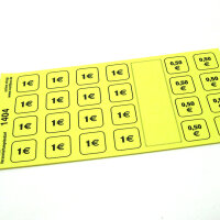 20 - EUR Wertmarken mit Beträgen zum Abstreichen, Block à 50 Blatt gelb
