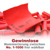 Röllchenlose rot, Farbenlotterie, 50 Gewinnlose, mögliche Nummerierung 1 - 1000 Paket 1 - 100 (2 Pack mit je 50 Stk.)