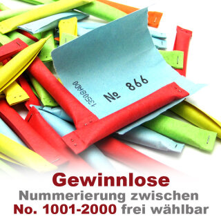 Sicherheitslose bunt, 50 Gewinnlose, mögliche Nummerierung 1001 - 2000 1501 - 1550