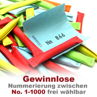 Sicherheitslose bunt, 50 Gewinnlose, mögliche Nummerierung 1 - 1000 51 - 100