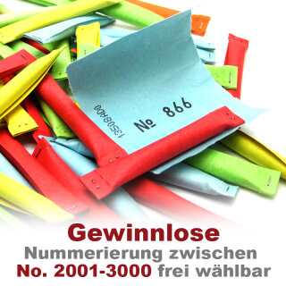 Sicherheitslose bunt, 50 Gewinnlose, mögliche Nummerierung 2001 - 3000 Paket 2001 - 3000 (20 Pack mit je 50 Stk.)