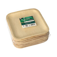 100 Teller, Palmblatt "pure" eckig 20 cm x 20...