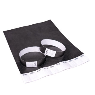 Eintrittsbänder Tyvek® 100 Stück - Farbe wählbar schwarz
