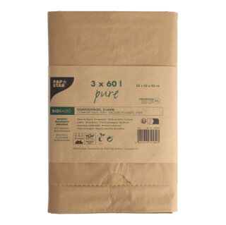 60 Kompostsäcke aus Papier "pure" 60 l 85 cm x 55 cm x 23 cm braun , 2-lagig