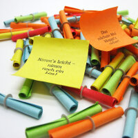 Röllchenlose bunt, Gewinnlose 1 - 1000, optional mit Nieten & Aufklebenummern | keine Aufklebenummern | keine Nieten