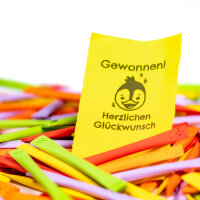 Regenbogenlose bunt, Text "Gewonnen - Herzlichen...